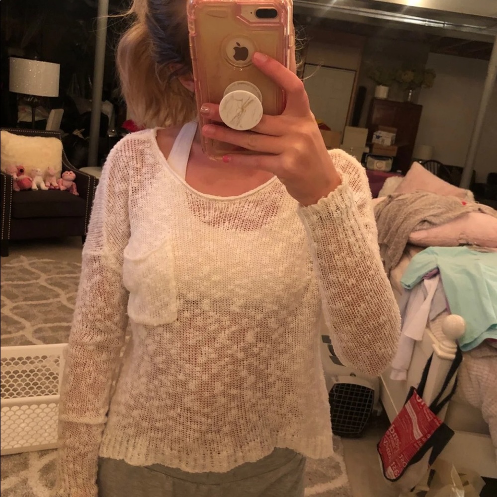 white lightweight sweater